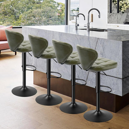 Adjustable Bar Stools – PU Leather, Swivel, with Backrest Set of 2