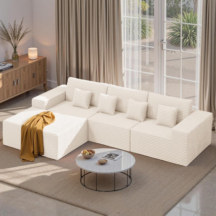 111” Modular L-Shaped Cloud Sofa – No Assembly Deep Seat