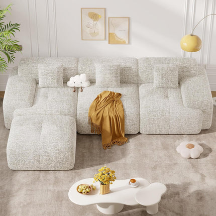 122" Modern Chenille L Shaped Modular Sectional Sofa Cloud Couch