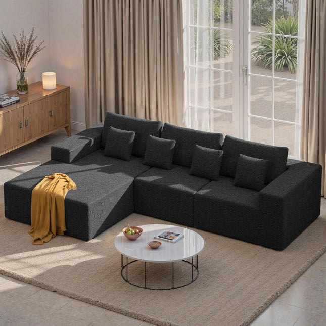 111” Modular L-Shaped Cloud Sofa – No Assembly Deep Seat