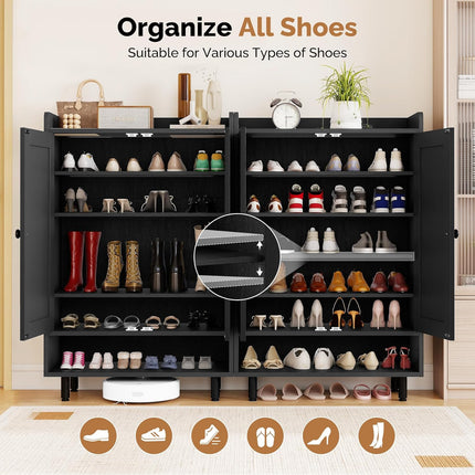 Farmhouse Shoe Cabinet with Adjustable Shelves Entrance Shoe Rack