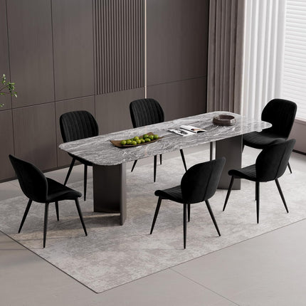 Velvet Dining Chairs – Thick Cushions, Metal Legs Set of 2