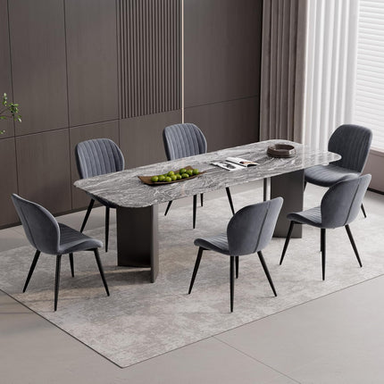 Velvet Dining Chairs – Thick Cushions, Metal Legs Set of 2