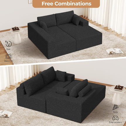 111” Modular L-Shaped Cloud Sofa – No Assembly Deep Seat