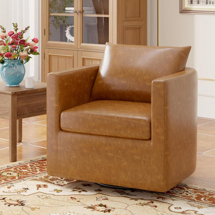 PU Leather Upholstered Swivel Accent Chairs