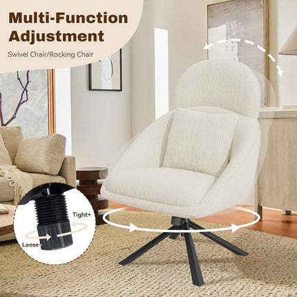 Swivel Accent Chair – Corduroy, Adjustable Headrest, Oversized