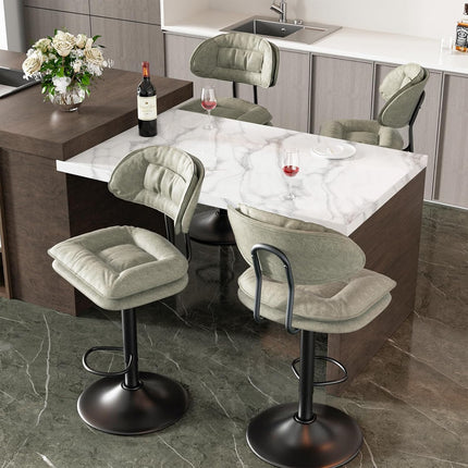 Adjustable Padded Bar Stools Double Layer with Backrest Set of 2
