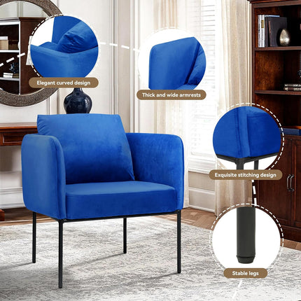 Modern Accent Chair – Soft Back, Metal Frame, Upholstered