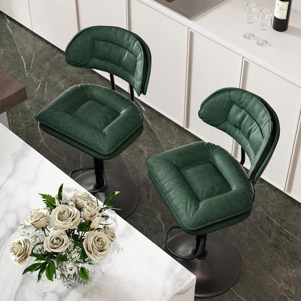 Adjustable Padded Bar Stools Double Layer with Backrest Set of 2