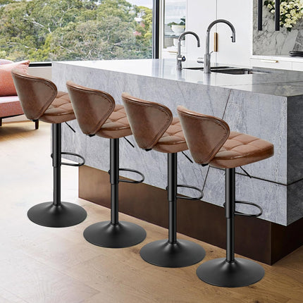 Adjustable Bar Stools – PU Leather, Swivel, with Backrest Set of 2