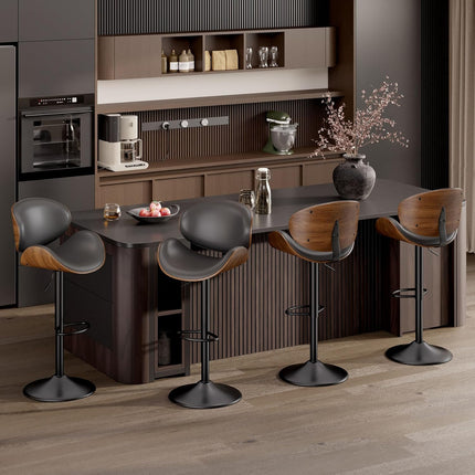 Swivel Bar Stools with Back & Footrest Set of 4