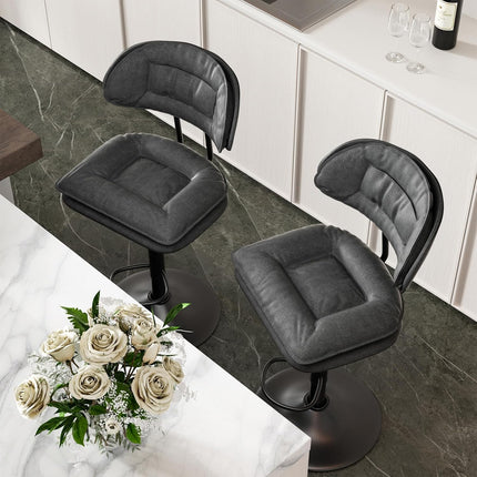 Adjustable Padded Bar Stools Double Layer with Backrest Set of 2