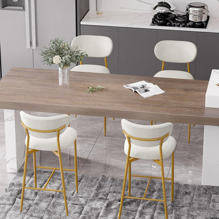 Velvet Bar Stools – 26” Height Gold Metal Legs Set of 2