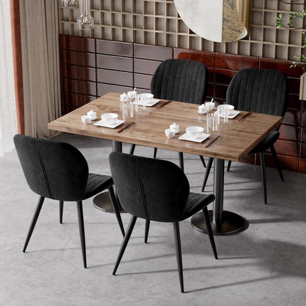 Velvet Dining Chairs – Thick Cushions, Metal Legs Set of 2