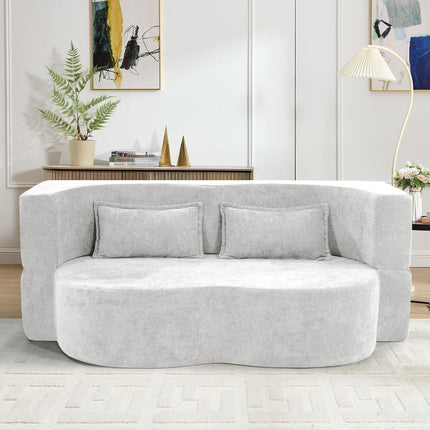 78” Velvet Sofa Bed 2-in-1 Memory Foam No Assembly