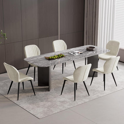 Velvet Dining Chairs – Thick Cushions, Metal Legs Set of 2
