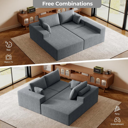 111” Modular L-Shaped Cloud Sofa – No Assembly Deep Seat
