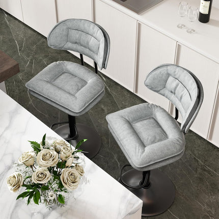 Adjustable Padded Bar Stools Double Layer with Backrest Set of 2