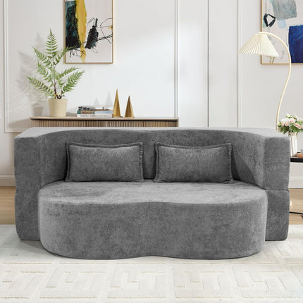 78” Velvet Sofa Bed 2-in-1 Memory Foam No Assembly
