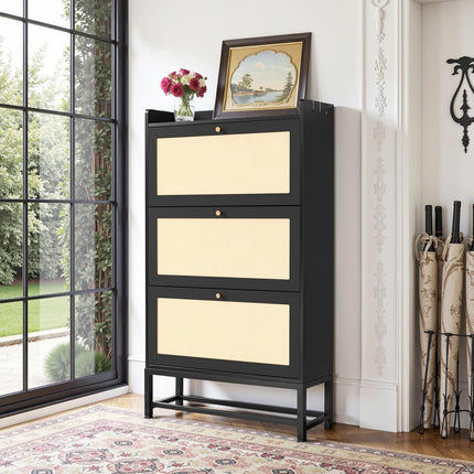 Slim Entryway Shoe Storage Cabinet Modern Freestanding Shoes Organizer