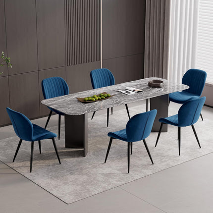 Velvet Dining Chairs – Thick Cushions, Metal Legs Set of 2