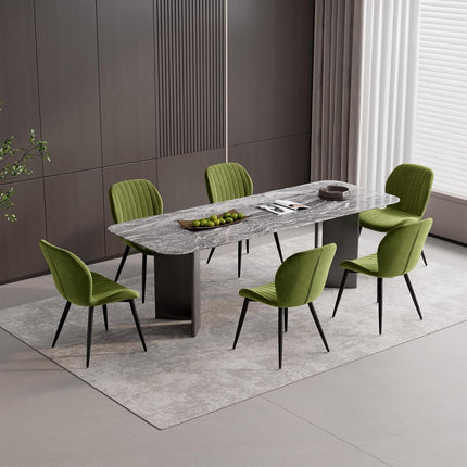 Velvet Dining Chairs – Thick Cushions, Metal Legs Set of 2