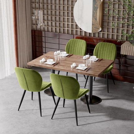 Velvet Dining Chairs – Thick Cushions, Metal Legs Set of 2