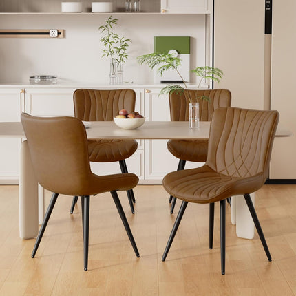 PU Leather Dining Chairs – Metal Legs, Modern Design Set of 4