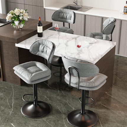 Adjustable Padded Bar Stools Double Layer with Backrest Set of 2