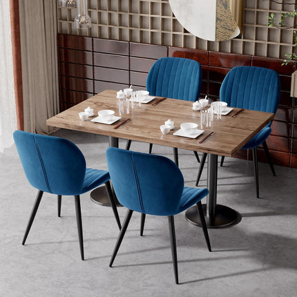 Velvet Dining Chairs – Thick Cushions, Metal Legs Set of 2