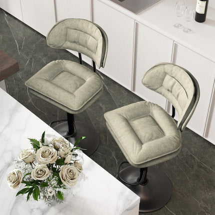 Adjustable Padded Bar Stools Double Layer with Backrest Set of 2
