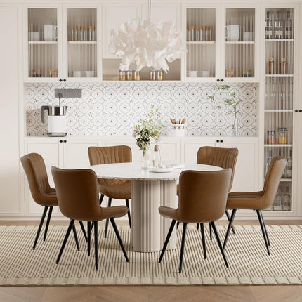 PU Leather Dining Chairs – Metal Legs, Modern Design Set of 4