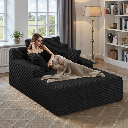 51” Corduroy Chaise Lounge – Deep Seat, Sofa Bed, 2 Pillows