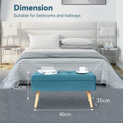 Storage Ottoman Bench – Upholstered, Safety Hinge, for Bedroom