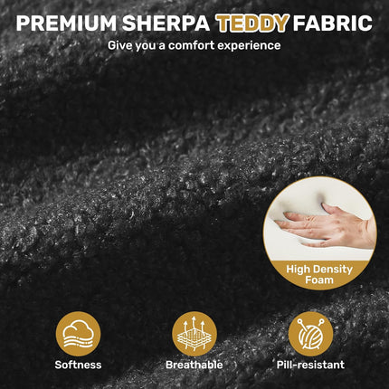 Swivel Barrel Chairs – Teddy Fabric, 360° Rotation Set of 2