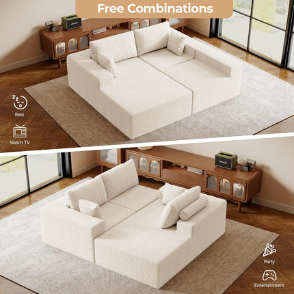 111” Modular L-Shaped Cloud Sofa – No Assembly Deep Seat