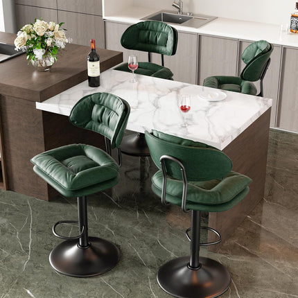 Adjustable Padded Bar Stools Double Layer with Backrest Set of 2
