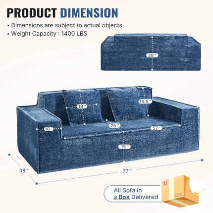 77” Chenille Cloud Loveseat  No Assembly with 2 Pillows