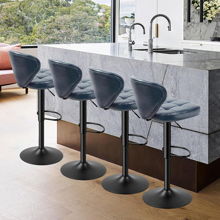 Adjustable Bar Stools – PU Leather, Swivel, with Backrest Set of 2