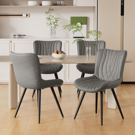 PU Leather Dining Chairs – Metal Legs, Modern Design Set of 4