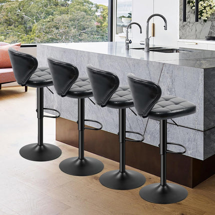 Adjustable Bar Stools – PU Leather, Swivel, with Backrest Set of 2