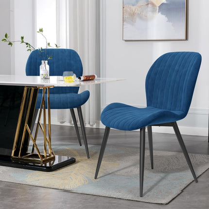 Velvet Dining Chairs – Thick Cushions, Metal Legs Set of 2