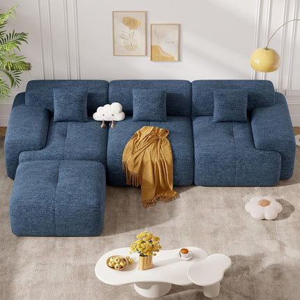 122" Modern Chenille L Shaped Modular Sectional Sofa Cloud Couch