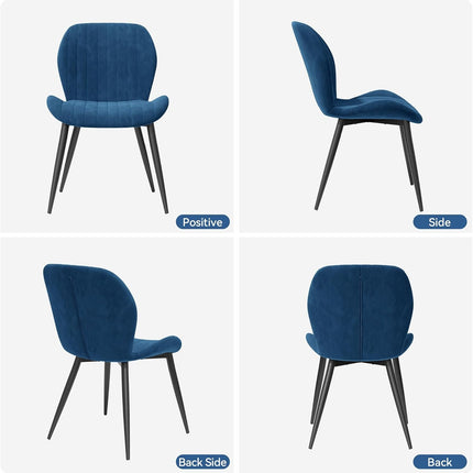 Velvet Dining Chairs – Thick Cushions, Metal Legs Set of 2