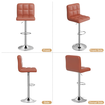Modern PU Leather Adjustable Bar Stools Set of 2