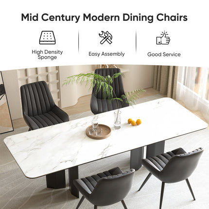 Modern Dining Chairs Fabric Upholstered Cushions Metal Legs Set of 4