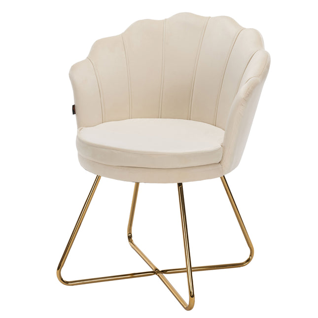 Modern Accent Chair – Petal Back Gold Metal Legs 130kg Capacity