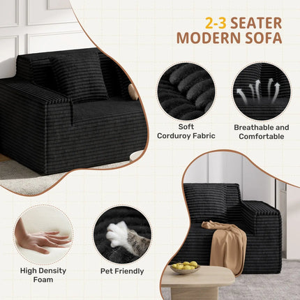 75” Cloud Corduroy Loveseat No Assembly Deep Seat Sofa