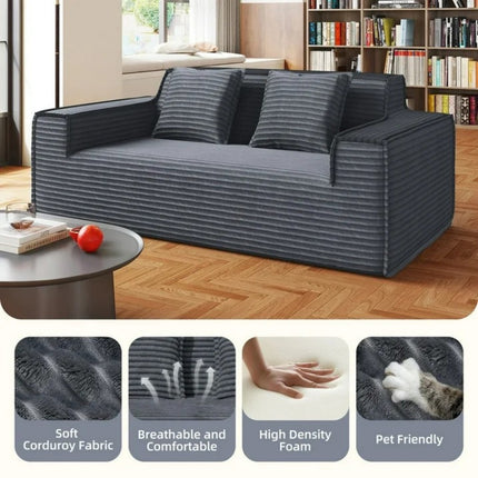75” Cloud Corduroy Loveseat No Assembly Deep Seat Sofa