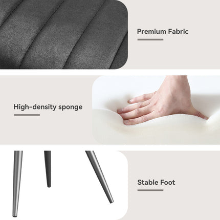 Modern Dining Chairs Fabric Upholstered Cushions Metal Legs Set of 4